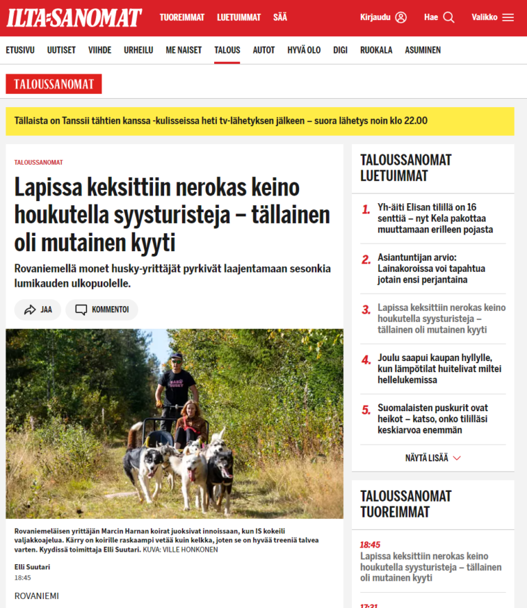 BABA HUSKY in biggest newspaper in Finland